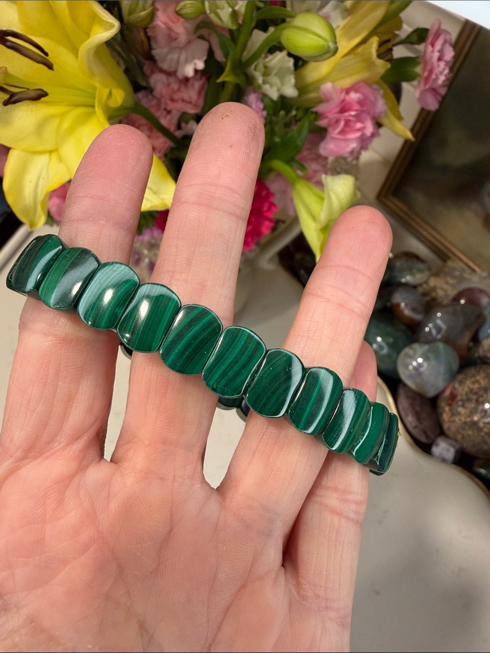 Malachite Soft Bangle Bracelet: B1127